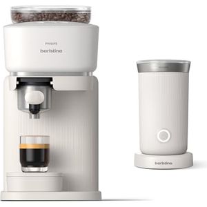 Bild für PHILIPS Baristina Espressomaschine und Milchaufschäumer Paket. Real Espresso- made simple. Naturweiß mit naturweißem Siebträger- 16-bar-Pumpendruck- automatisches Mahlwerk- Cafe Crema (BAR303/00)