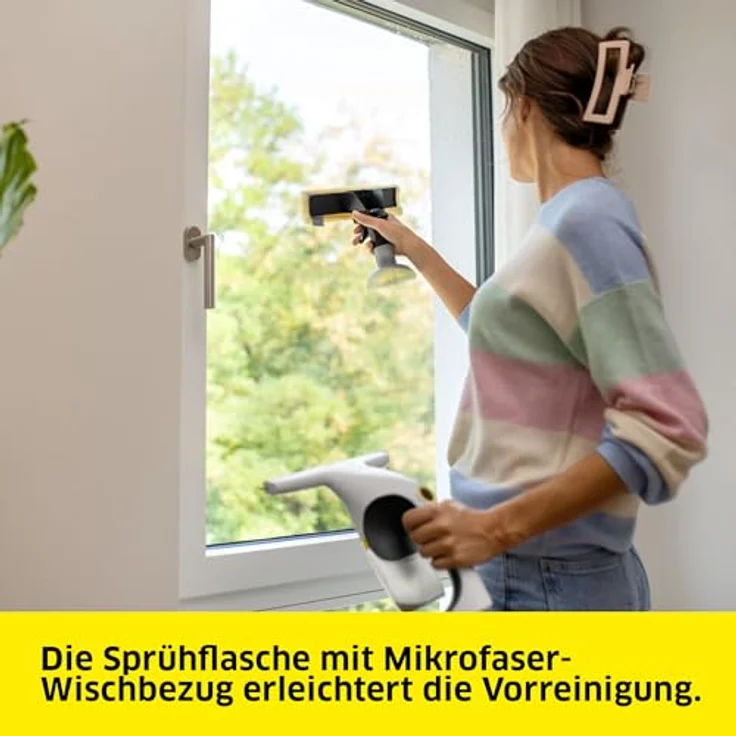 Kärcher WV 1 Compact Care, Akku-Fenstersauger mit 25 min Akkulaufzeit, 100 ml Schmutzwassertank, Weiß, mit USB-C-Port, Mikrofaser-Wischbezug und 20 ml Fensterreiniger – Bild 5