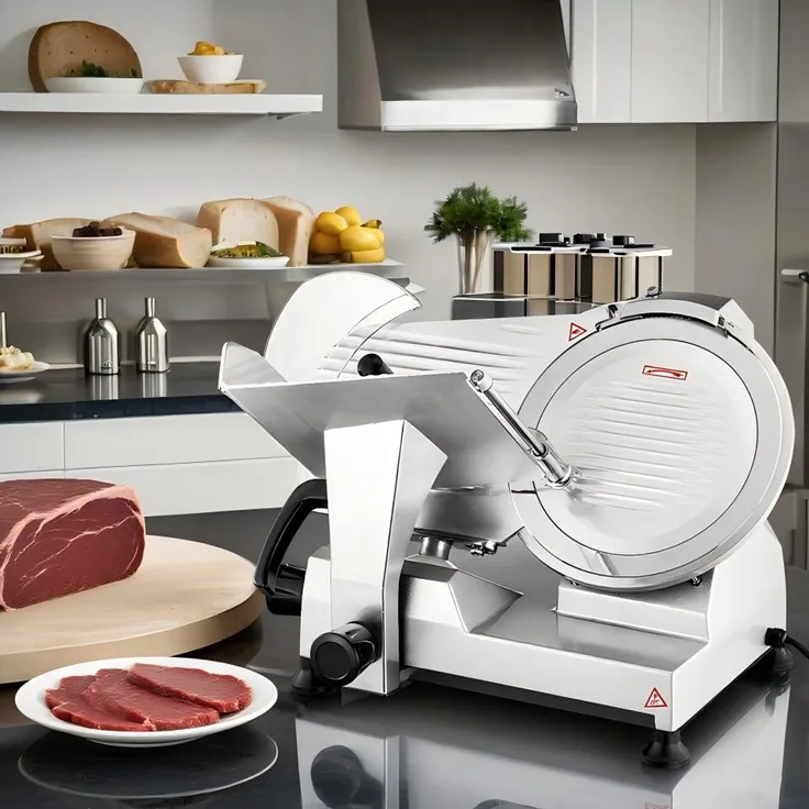 FOHERE Allesschneider, elektrischer Wurstschneider mit 240 W, präzise Schnittdickenverstellung 0–12 mm, rutschfeste Fußpolster und Sicherheitsfunktionen