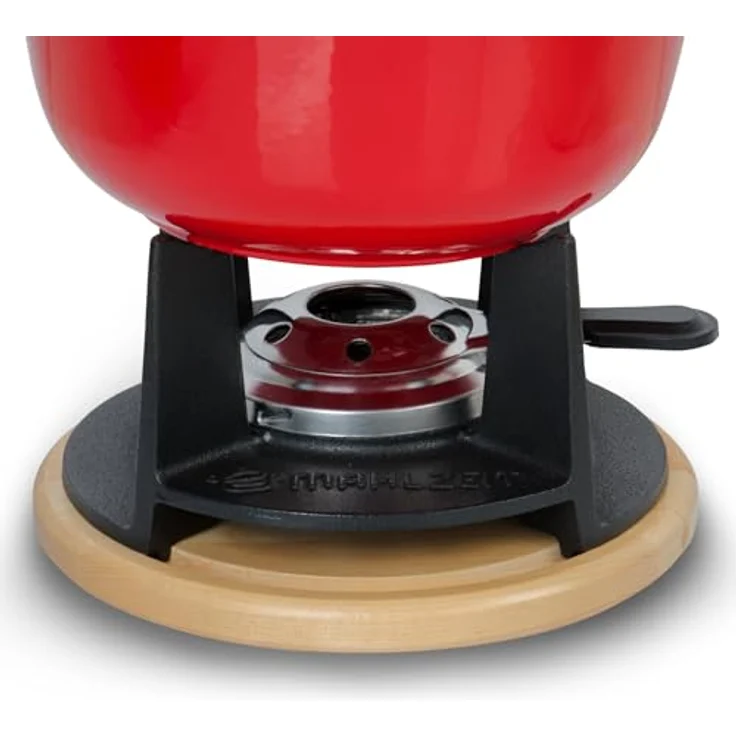 Mahlzeit Gusseisen Fondue Set für 6 Personen | 2 Liter | Fondueset 13 teilig mit Brenner und Gabeln | Fondue-Set, Käsefondue Set, Fleischfondue Set, Schokofondue Set (Rot emailliert) – Bild 5
