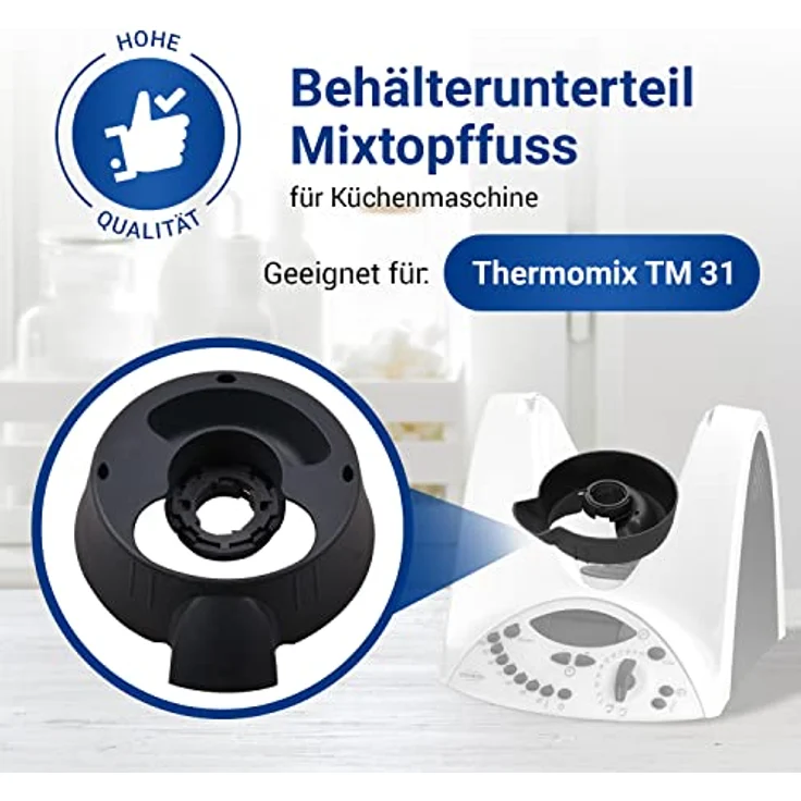 VIOKS Mixtopffuß Unterteil für Thermomix TM31, hitzebeständig, spülmaschinenfest, 163 mm x 135 mm x 43 mm – Bild 2