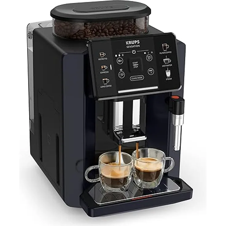 Krups Sensation C50 Kaffeevollautomat, benutzerfreundlich, pflegeleicht, Beleuchtungswarnungen, bequeme Reinigung, benutzerdefinierte Einstellungen EA910B10