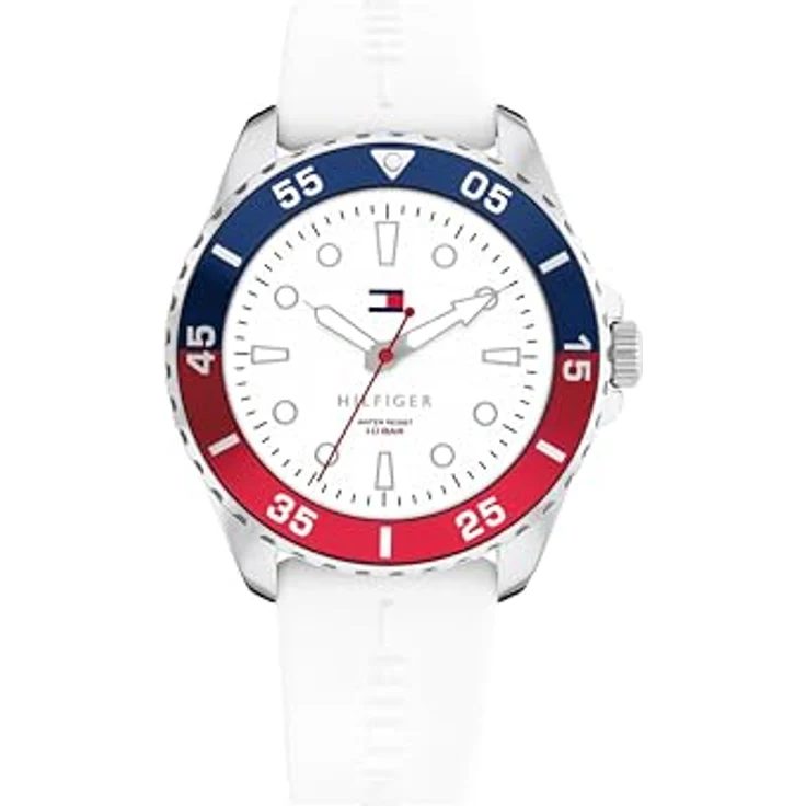 Tommy Hilfiger 1720050, 36mm Uhr mit DREI-Zeiger-Quarzwerk, weisses Silikonarmband, 10 ATM wasserdicht – Bild 1