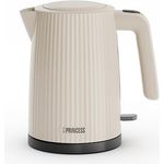 Princess Wasserkocher Wave, 1,7L, 360° kabellos, 2200W, BPA-frei, Trockenkoch- & Überhitzungsschutz, Wasserstandsanzeige, abnehmbarer Filter, automatische Abschaltung, beige