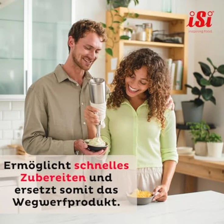 iSi Creative Whip Premium Sahnespender 500ml, Wave Green, aus Edelstahl, inkl. 3 Edelstahltüllen, 2 iSi Sahnekapseln, spülmaschinenfest – Bild 5