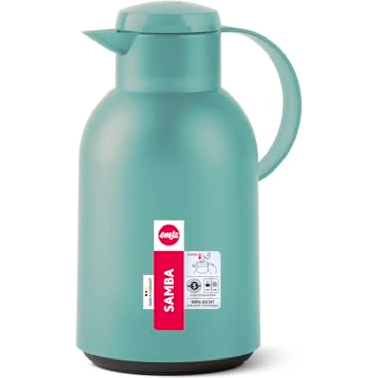 Emsa N4012100 Samba Isolierkanne (1,5 Liter, Quick Press Verschluss, 12h heiß und 24h kalt) Transluzent-Dunkelgrün – Bild 11