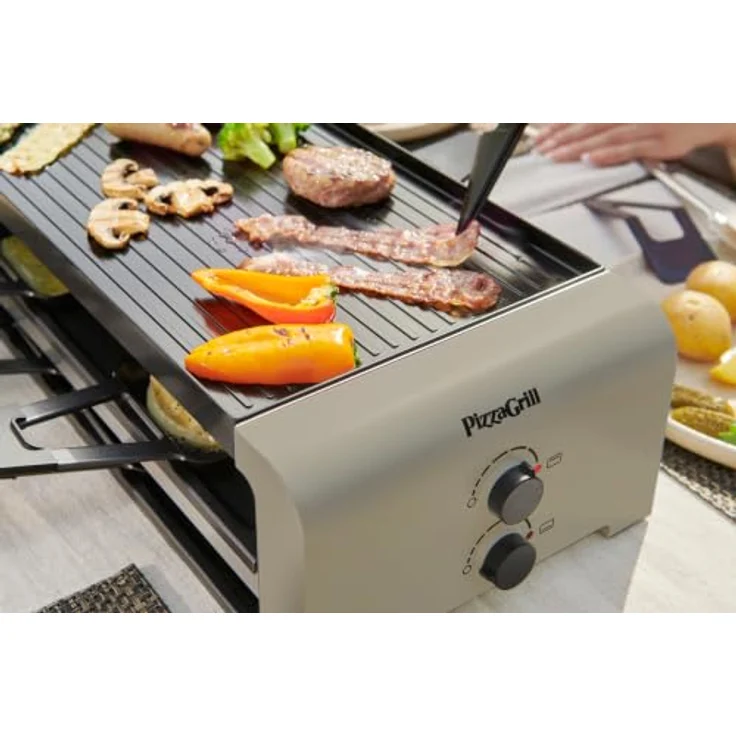 Stöckli Raclette PizzaGrill 6, Tischgrill mit Antihaftbeschichtung, Ivory Gold – Bild 3