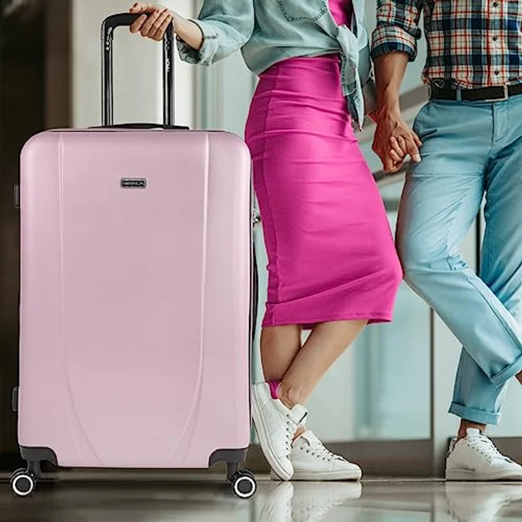 ITACA - Koffer Groß 4 Räder Großer Koffer Leichte - Reisekoffer Groß für Flugzeuge Koffer Hartschale mit Geprüftem Schloss - Handgepäck Koffer 71170, Rosa – Bild 2