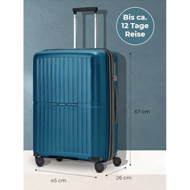Pactastic Ultraleicht Hartschalen Check-in Koffer | Mittelgroßer Trolley 45 x 26 x 67 cm | von 71 auf 80 Liter erweiterbar nur 3,5 kg, Polypropylen | 4 Doppelrollen & TSA (Collection 01+) – Bild 4