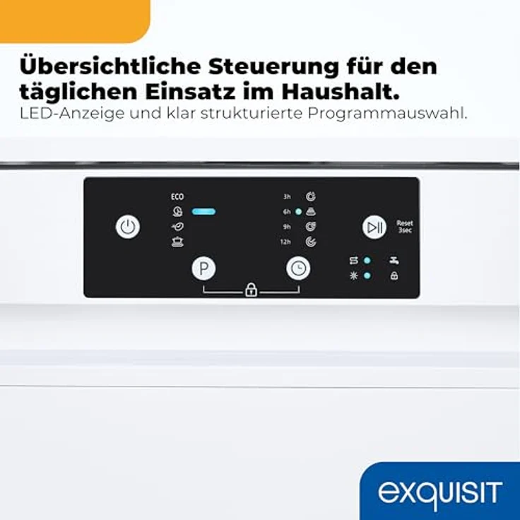 Exquisit GSP9109-450D, Geschirrspüler für 9 Maßgedecke, 4 Programme, Eco 10 L, Startzeitvorwahl, Aquastop, weiß – Bild 5