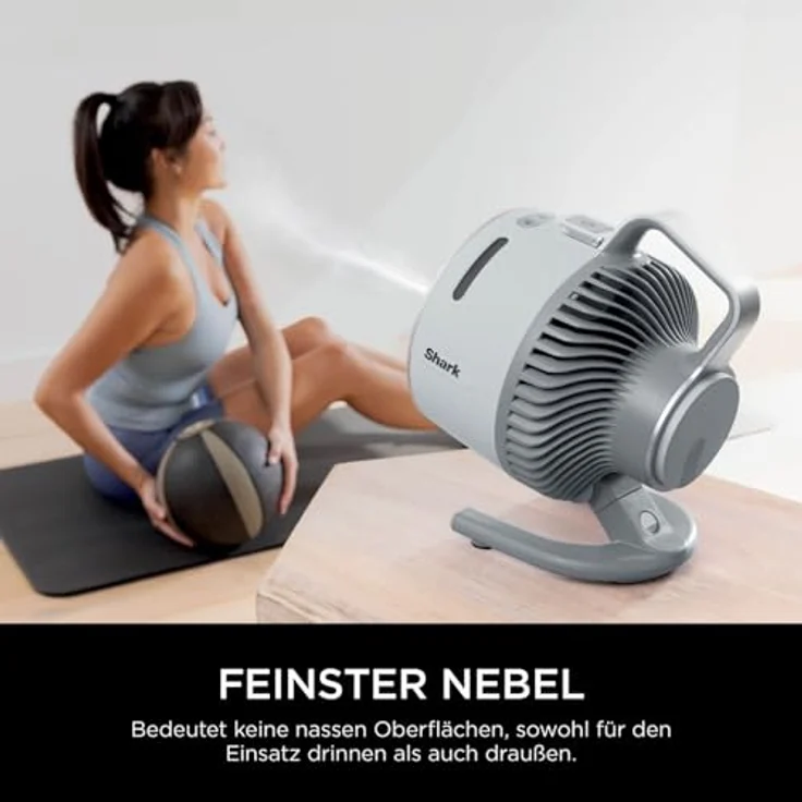 Shark FlexBreeze HydroGo, Starker Ventilator mit Sprühnebel, kabelgebunden & kabellos, leise, bis zu 20 m Luftstrom, Farbe Taube – Bild 3