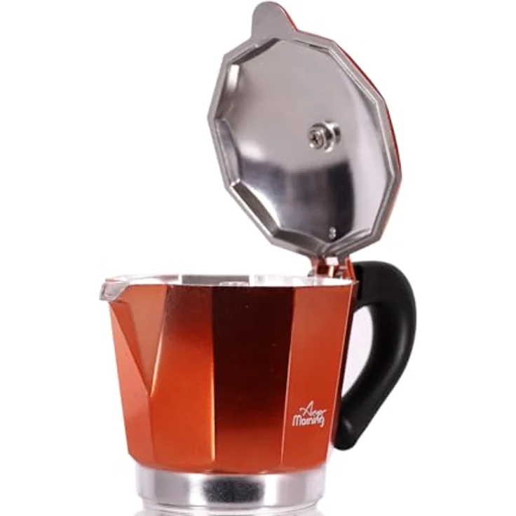 ANY MORNING Mokkamaschine Any Morning Herdkanne Espresso Aluminium Moka Kanne, 240 ml, Schwarz – Bild 3