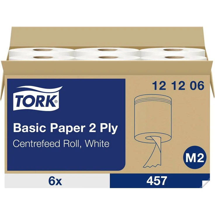 TORK 121206 Reinigungstücher, 2-lagig, saugfähig und stark, Innenabrollung, Weiß M2