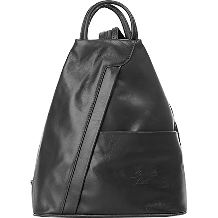 Samantha Look Cityrucksack, echt Leder, Made in Italy, kompakte Größe, verstellbare Schulterriemen, verstärkter Boden