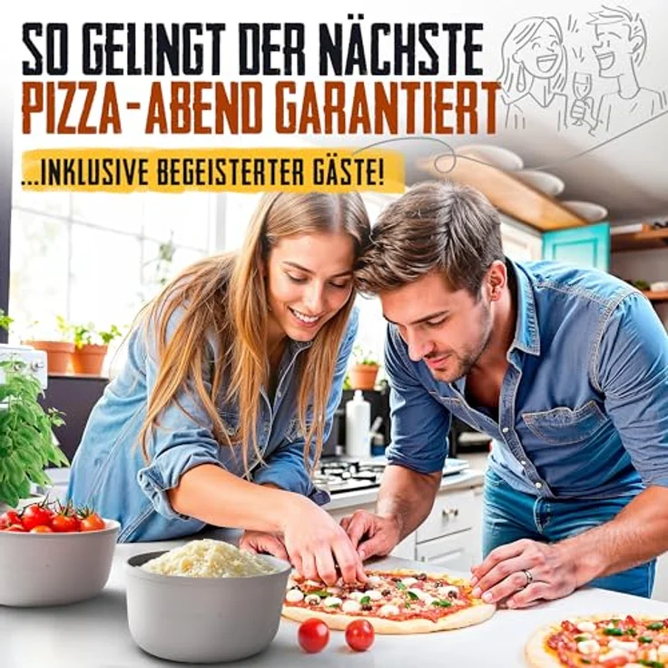 LOEWERK Pizzaballenbox mit Deckel, 4er Set – atmungsaktive Silikon Teigbox für 350g Pizzateig, platzsparend, Olive/Grau – Bild 5