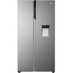 Haier SBS 90 SERIE 5 HSR5918DWMP Kühl-Gefrierkombination/Side by Side/Sparsam: Energieeffizienzklasse D/Wasserdispenser mit Tank/XL-Slim Line/Multi-Airflow-System/Total NoFrost/Edelstahl