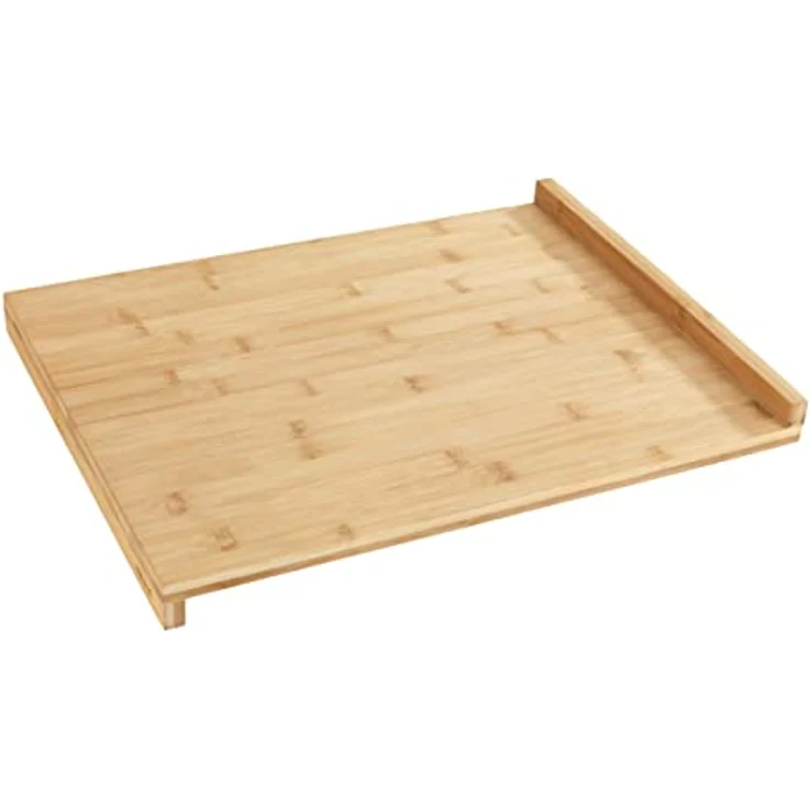WENKO 53033100 Schneidebrett mit Anlegekante, Küchenbrett mit Anlegeleiste, Bambus, 45 x 1.5 x 35 cm, Braun – Bild 2