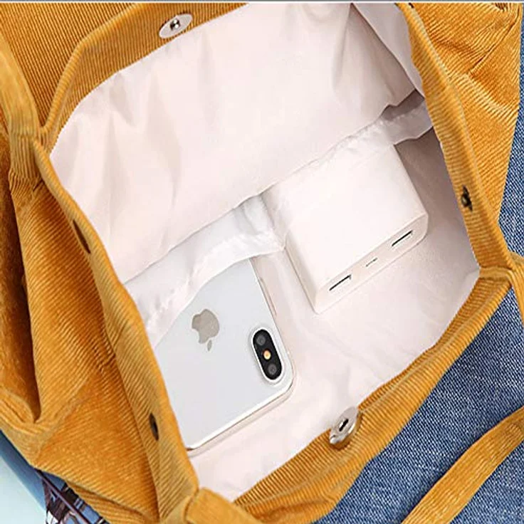 Funtlend Umhängetasche Damen Cord Tasche, Pink, vielseitiger Shopper mit Innentasche für Uni, Arbeit und Freizeit – Bild 5