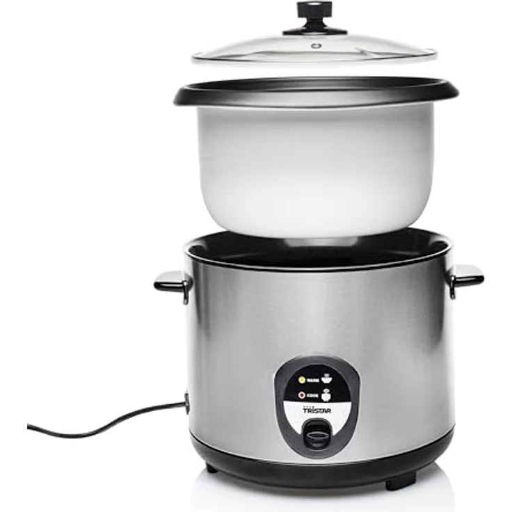 Tristar RK-6129 Reiskocher, 2,2 l Inhalt, Warmhaltefunktion, 900 Watt, schwarz silber – Bild 2