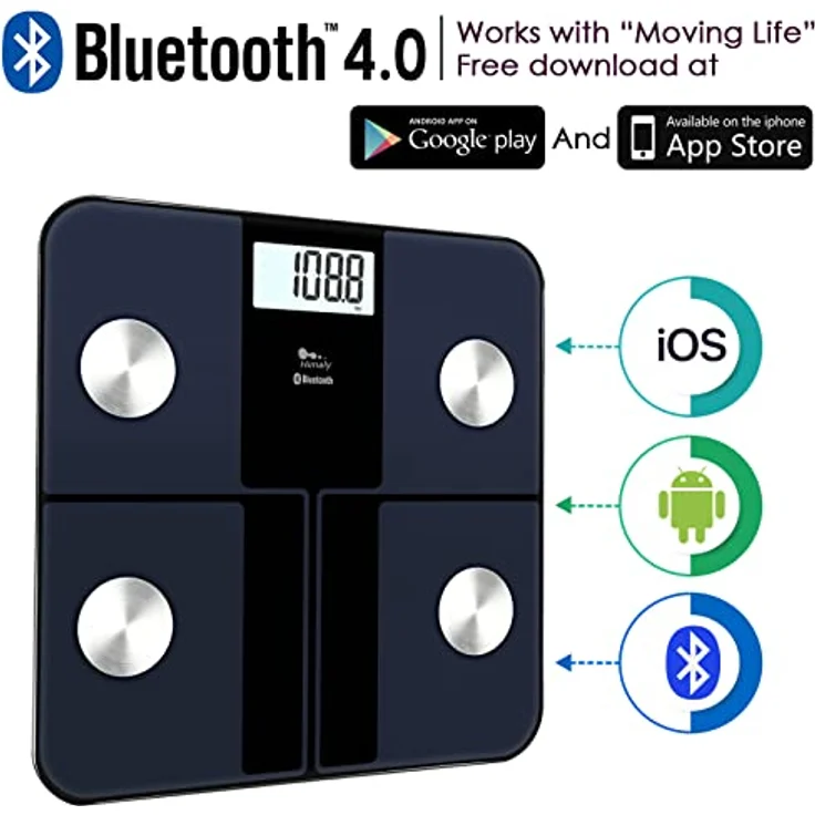 himaly Körperfettwaage Digital Personenwaagen mit App Smart Fitness Waage, 6-Farbiges LCD-Display | 18 Köperdaten | USB-Schnellladung | Max 180kg – Bild 4