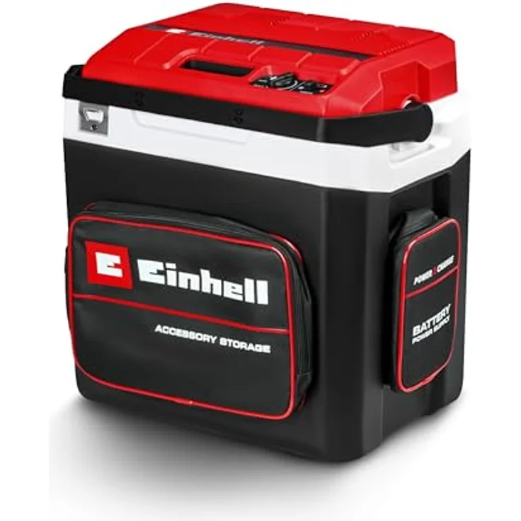 Einhell Akku-Kühlbox TE-COL 18/27 Li-Solo, 27 Liter, Hybridbetrieb 12 V/230 V, Kühlen bis -20 °C, Warmhalten bis 60 °C, inkl. Taschen, ohne Akku – Bild 1