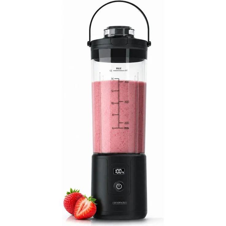 Arendo Smoothie-Maker Kabelloser Blender 450 ml, tragbarer Mixer mit Edelstahlmesser und Tragegriff, 110 W, BPA-frei