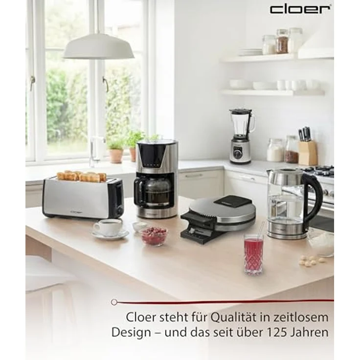 Cloer 6958 Standmixer, 1,5 l Glasbehälter, 6-flügliges Messer, Smoothie-, Ice-Crush- und Auto-Clean-Programme, Puls-Funktion, stufenlos, Edelstahl/Schwarz – Bild 8