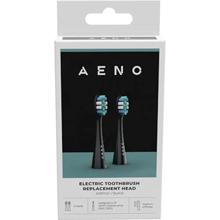 AENO Ersatzzahnbürstenköpfe ADBTH2-1, Schwarz, Duplex-Borsten, 2 Stück im Set für ADB0002S/ADB0001S, ultraweich und effektiv zur Zahnfleischgesundheit – Bild 3