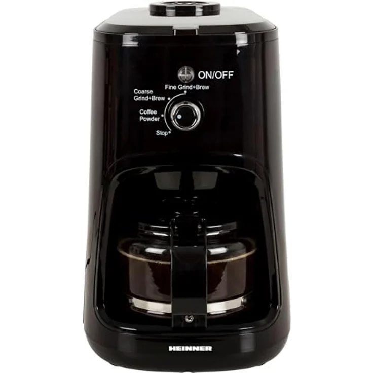 Heinner Grind Control HCM-900RBK, Filterkaffeemaschine mit 900 W, 0,6 L, 36 g Mahlkapazität, einstellbarem Mahlgrad Fein/Grob, Schwarz – Bild 2