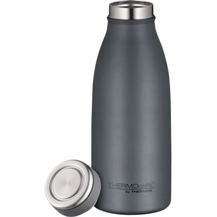 THERMOcafé by THERMOS TC BOTTLE, Edelstahl Isolierflasche 0,35l, graphite grey mat, kohlensäurefest, 12h heiß, 24h kalt, auslaufsicher, für Schule, Unterwegs & Büro – Bild 2