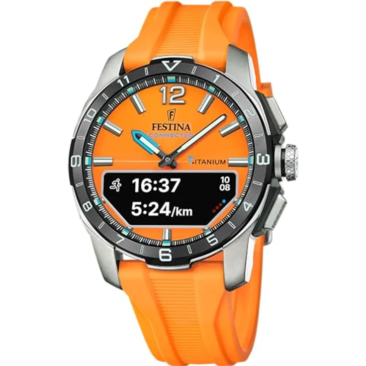 Festina Herrenuhr F23000/7 Connected D Titan silberfarben orange Kautschukarmband – Bild 1