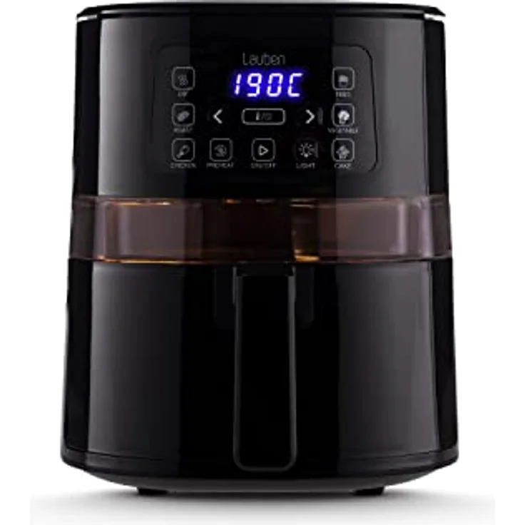 Lauben Hot Air Fryer 4000BC Heißluftfritteuse, 360° Heißluftzirkulation, 4 l Fassungsvermögen, 1600 W, 8 Programmen, spülmaschinenfest, einstellbare Temperatur: 120° - 200°