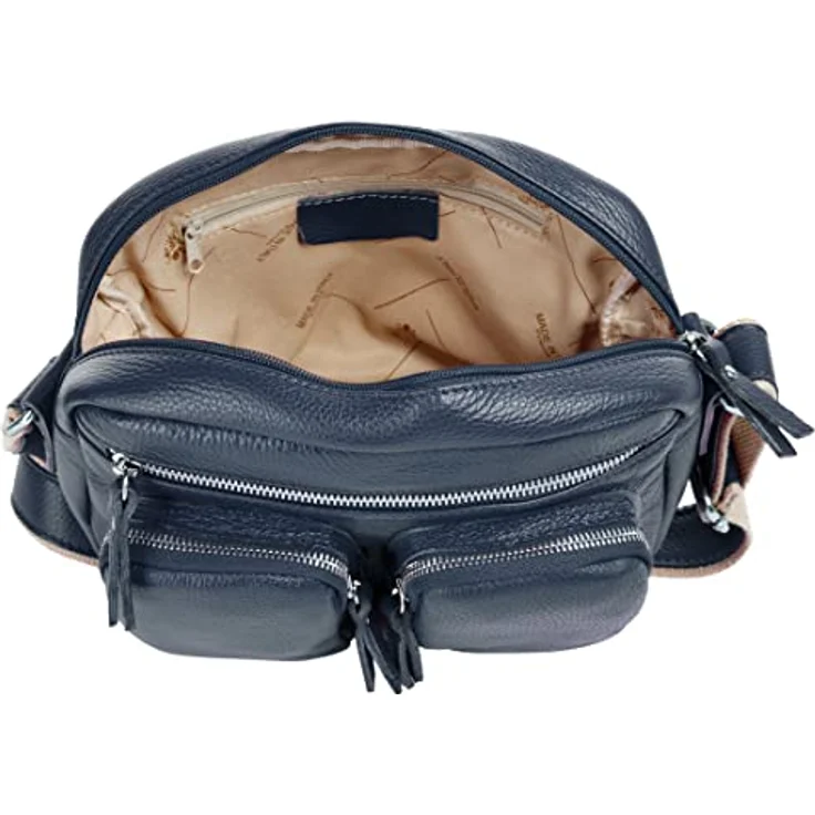 Samantha Look Umhängetasche, Damen Leder, 100% Rindleder, Made in Italy, 22 x 26 x 7 cm, verstellbarer Schultergurt – Bild 7