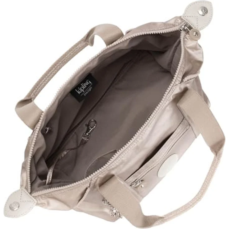 Kipling Basic Plus Art Mini Schultertasche, Damenhandtasche aus strapazierfähigem Material mit verstellbarem Schultergurt, 27 cm, Beige – Bild 6
