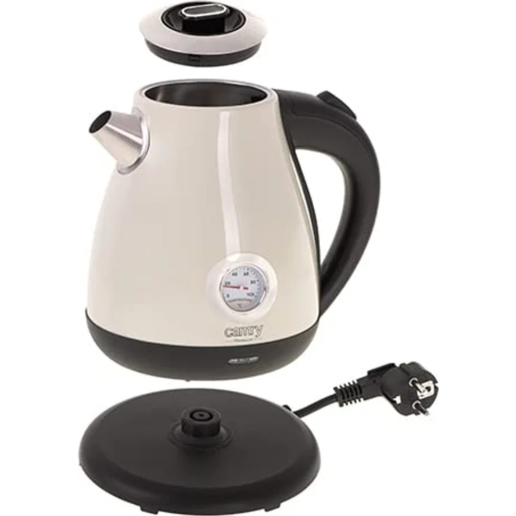 Camry CR 1344 Wasserkocher, 2200 Watt, 1,7L, Edelstahl, mit Thermometer, Wasserstandsanzeige, creme – Bild 4