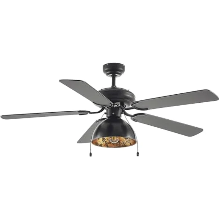 Lucande Deckenventilator mit Lampe 'Shamoian' (Retro, Vintage, Antik) in Schwarz aus Metall (1 flammig, E27) - Ventilator, Wohnzimmerleuchte – Bild 1