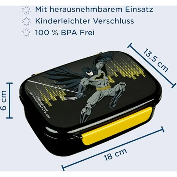 Batman Lunchbox, praktische Brotdose mit markantem Design, schwarz, 18 × 14 × 6 cm, leicht und kompakt – Bild 3