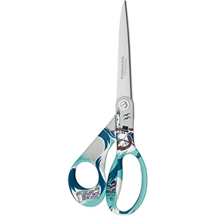 Fiskars X Moomin Allzweckschere mit Mumin-Design, Rechtshändig, Länge: 21 cm, Klingen aus rostfreiem Stahl, Muminpapa, 1005231