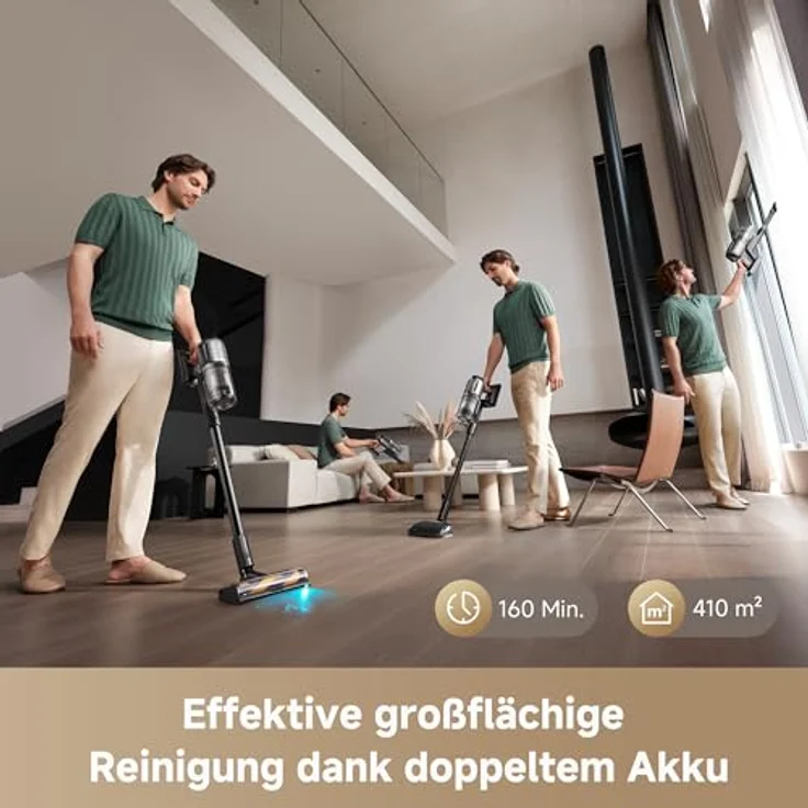 Dreame Z40 Station Nass Trockensauger, Kabelloser Stielstaubsauger mit automatischer Leerung, 310 AW Saugkraft, 160 Min. Reinigungsdauer – Bild 5