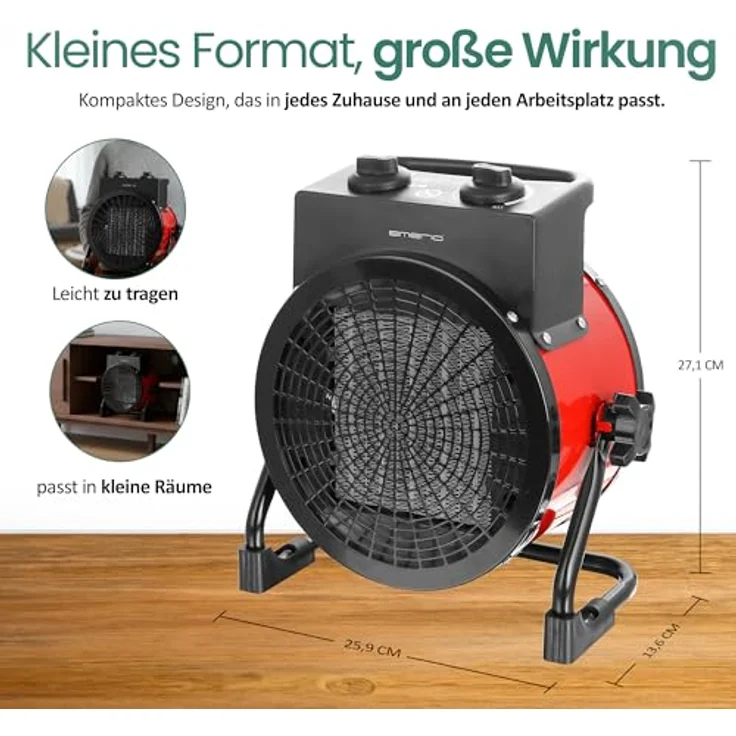 emerio Powerheizlüfter, 3000 Watt, mit Tragegriff – Bild 6