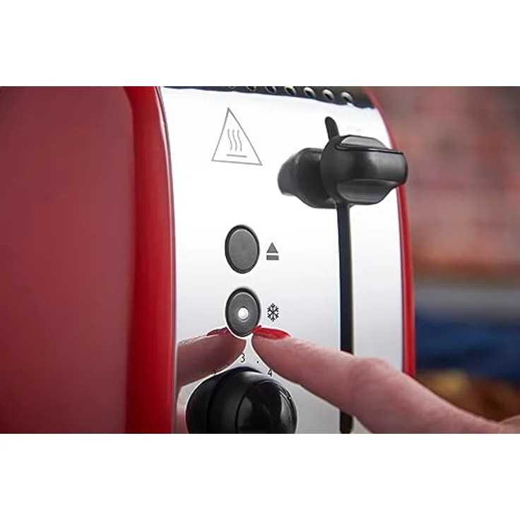 Russell Hobbs Toaster [für 2 Scheiben] Colours Plus Edelstahl Rot (extra breite Toastschlitze, inkl. Brötchenaufsatz, 6 Bräunungsstufen + Auftaufunktion, Lift & Look-Funktion, 1600W) 26554-56 – Bild 3