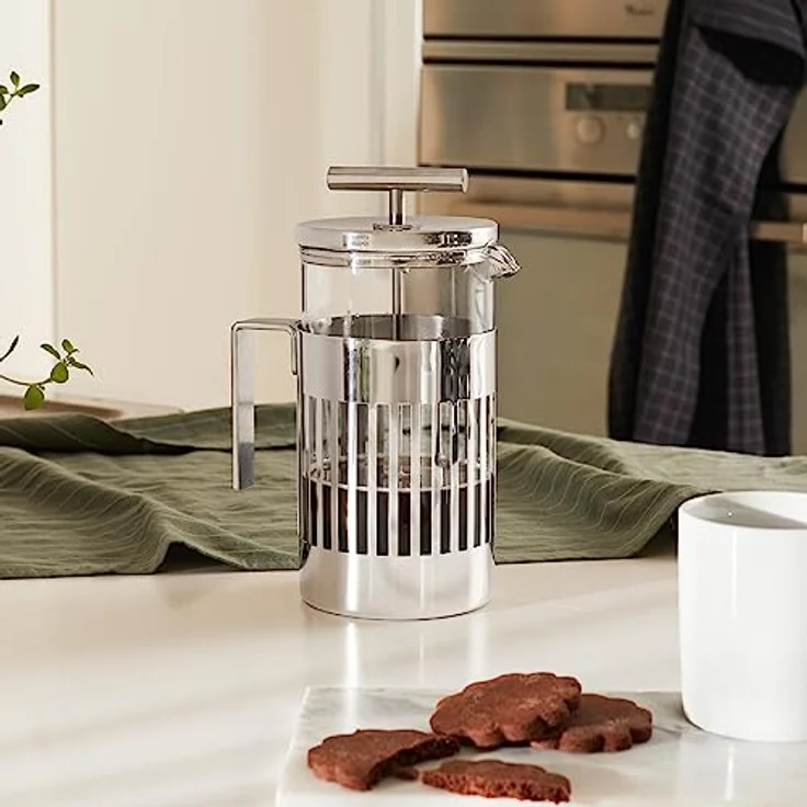 Alessi Pressfilter 3 Tassen aus Edelstahl 18-10 glänzend poliert und hitzebeständigem Glas, Silber, 2.7 x 12 x 5.5 cm – Bild 4