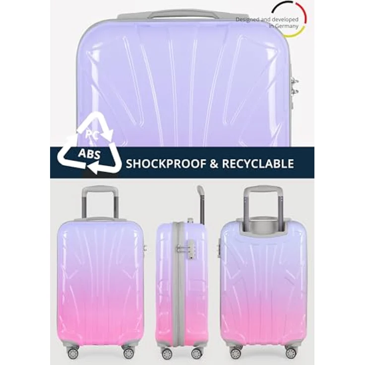suitline Handgepäck Hartschalen-Koffer Trolley Rollkoffer, 55 cm, 34 Liter, PC glänzend, Gradient Design Sakura – Bild 4