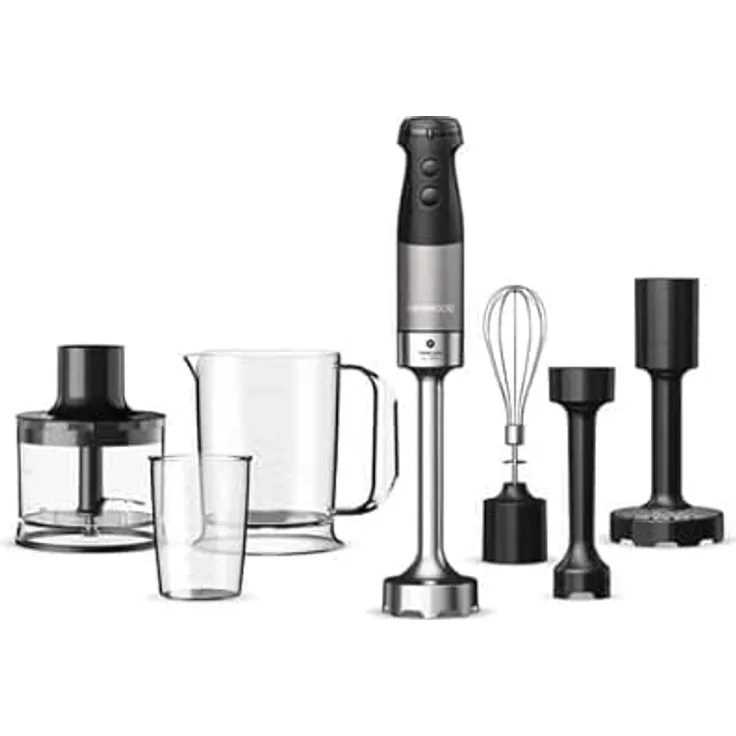 KENWOOD Triblade XL Pro HBM80.327BK Stabmixer Schwarz/Anthrazit (1200 Watt, 500 ml Zerkleinerer, 600 Mix- und Messbecher)