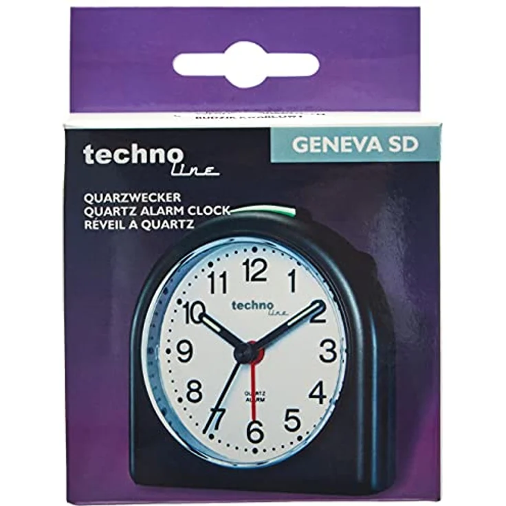 Technoline Quarzwecker Modell SD, analoger Wecker mit nachtleuchtenden Zeigern, schwarz, kompakte Größe 8,3 x 4 x 8,3 cm – Bild 2