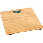 WENKO Personenwaage Bambusa, digitale Holzwaage aus echtem Bambus, mit LCD-Display, Körperwaage für ein warmes Fußgefühl, Personenwaage bis zu 180 kg, Waage inkl. Batterien, 30 x 2,7 x 30 cm, Natur