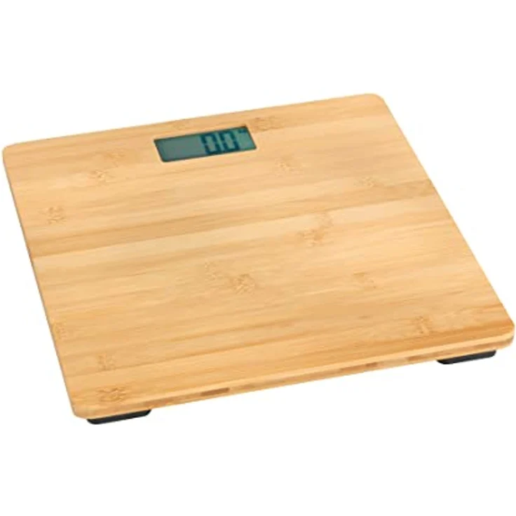 WENKO Personenwaage Bambusa, digitale Holzwaage aus echtem Bambus, mit LCD-Display, Körperwaage für ein warmes Fußgefühl, Personenwaage bis zu 180 kg, Waage inkl. Batterien, 30 x 2,7 x 30 cm, Natur – Bild 1