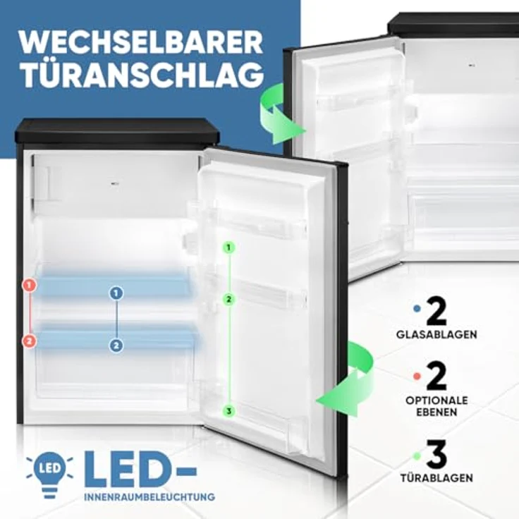 Bomann Kühlschrank mit Gefrierfach KS 7251, klein, leise, 4-Sterne Gefrierfach, schwarz – Bild 5