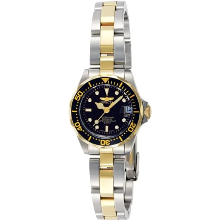 Invicta Pro Diver 8941, Edelstahl Damen Quarzuhrwerk mit schwarzem Zifferblatt, 24mm, 10 bar wasserdicht