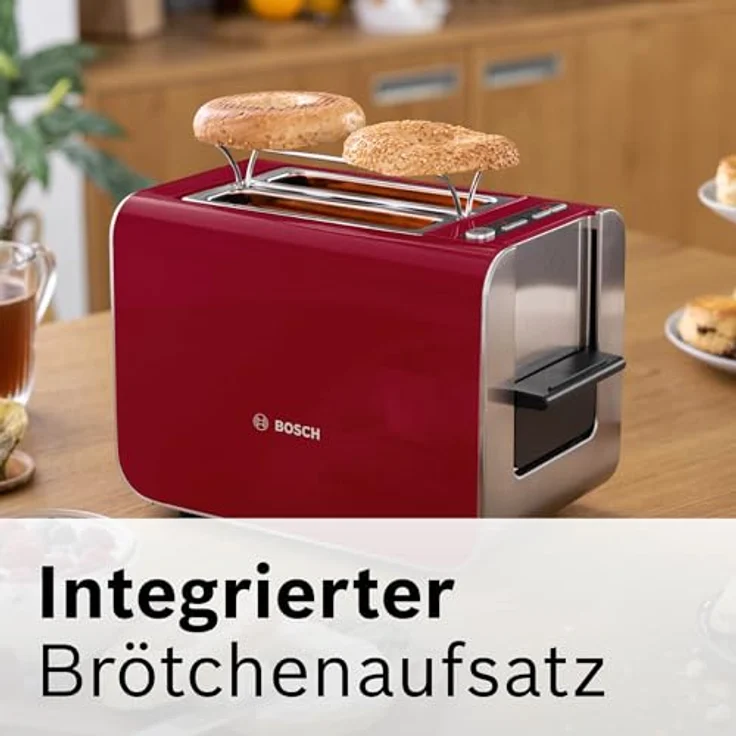 BOSCH Toaster TAT8614N, 860 W, Deep Red, Edelstahlgehäuse – Bild 3